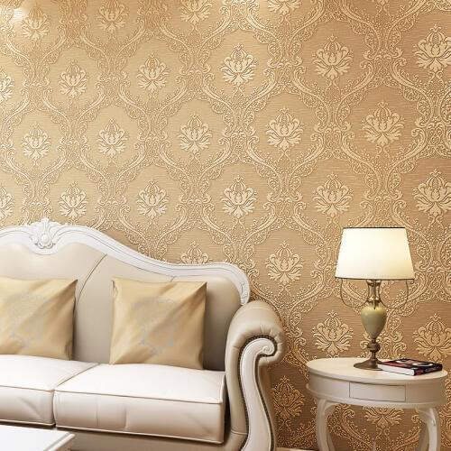 ZXqz 38 10 meters Vintage Beige Fashion Floral Mural Wallpaper PVC wallcoverings for bedroom hallway home improvement of wall