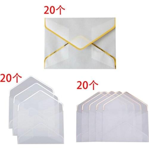 20Pcs/Set Hot Stamping Printing Paper Envelope Transparent Paper Envelope Wedding Letter Invitation Anniversary