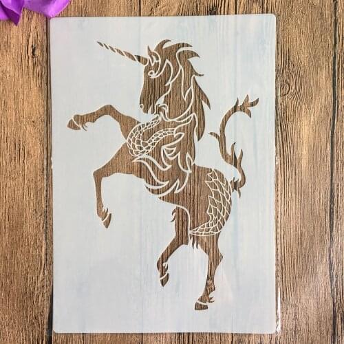 A4 29 * 21cm unicorn DIY Stencils Wall Painting Scrapbook Coloring Embossing Album Decorative Paper Card Template,wall