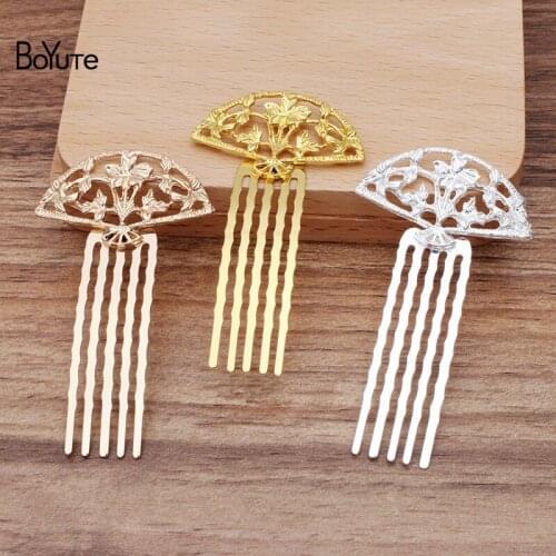 BoYuTe Wholesale (10 Pieces/Lot) 23*37MM Metal Fan Hair Comb 5 Teeth Diy Hand Made Hair Accessories for Women