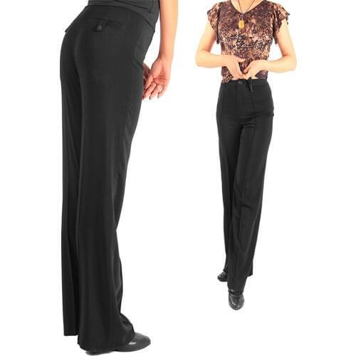 New WomenS Ballroom Latin Dance Pants Professional Practice Trousers Samba Tango Stage Clothing Wide Leg Pocket Pants DWY1801