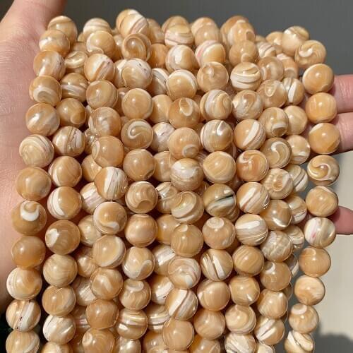 Natural Trochus Shell Stone Beads Round Loose Spacer Beads For Jewelry Making DIY Bracelet Necklace 15'' Pick Size 4/6/8/10mm