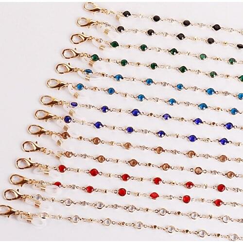 Eyeglasses Chains Necklace Lanyard Women Fashion Rhinestone Sunglasses Chain Beaded Glasses Cords Strap Eyewear Jewelry