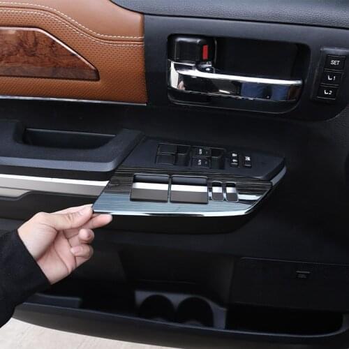 For Toyota Tantu 2014-2021 Stainless Steel Black/Silver Door Glass Lift Switch Decorative Stickers Car interior Accessories