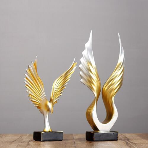 EUROPEN STYLE RESIN WING MODEL HOME DECORATIVE MODERN ABSTRACT SCULPTURE EAGLE STATUES DECORATION OFFICE DESK INDUSTRIAL DECOR
