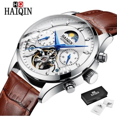 HAIQIN Mens Watch Tourbillon Mechanical Watch Pilot Army Military Automatic Watch Men Wristwatch Top Brand Luxury Reloj Hombr