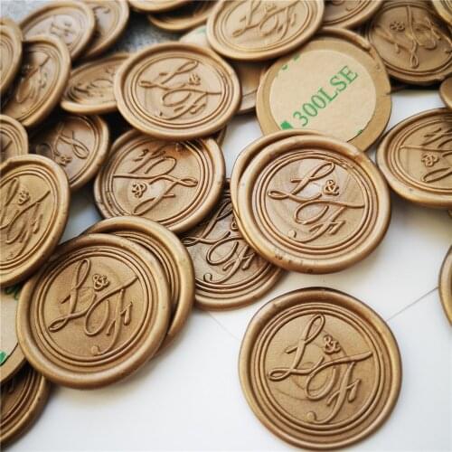 Custom name initials LOGO wax seal Wedding stamp Sticker Personalized Design Your Label Gift Box Seal Sticker Self-adhesive