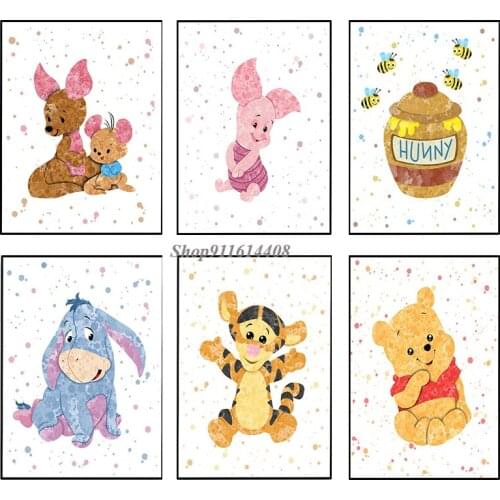 Canvas Painting Disney Winnie The Pooh Tigger Cartoon Anime Poster and Prints Wall Art Pictures for Kids Living Room Home Decor