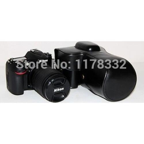 Leather case bag cover Camera Case Bag Camera Sling Strap for Ni@on D7100 Digital SLR Camera with free shipping