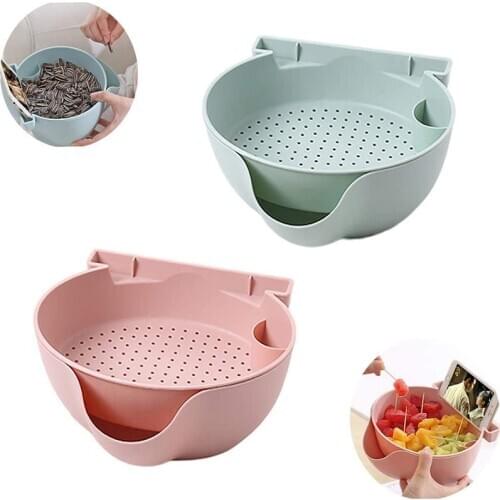 Creative Bowl With Drain Multifunction Snack Bowls Double Layer Plastic Nut Pistachio Bowls Seeds Containers Double Dish Bowls
