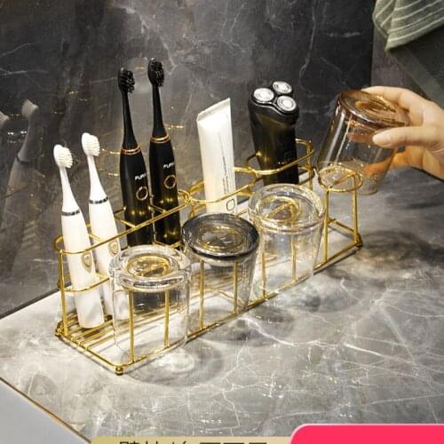 Light luxury electric toothbrush perforation-free wall-mounted mouthwash cup toothbrushing tank bathroom bathroom storage