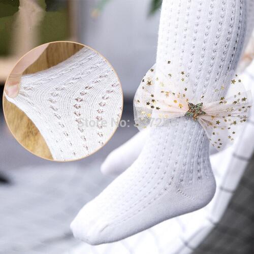 Summer baby Tights Infant Girl Toddler Pantyhose lovely Cute bow princess newborn Kids mesh cotton spring tights 0-8Y children