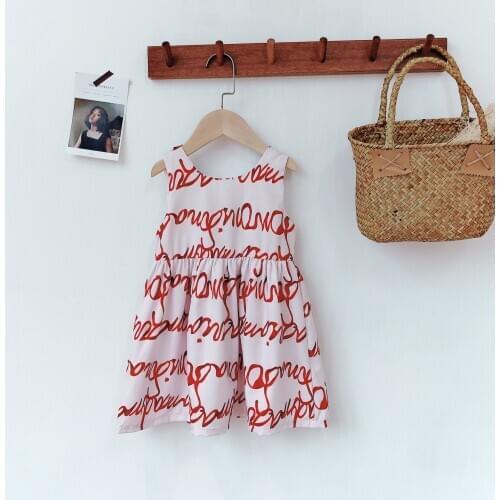 Backless Summer Dresses For Kids Girl Red Irregular Striped Vest Dress 4-8 Years Baby Girls Clothes Vestidos Children Clothing