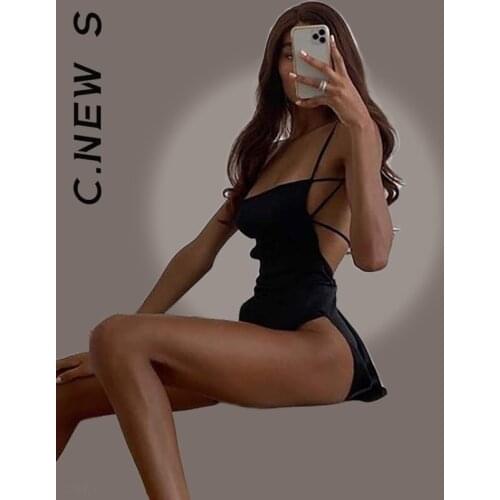 Summer Sexy Bandage Dresses Backless Dress Women Spaghetti Strap Sling Party Mini Dress Retro Sexy Dress Beach Dress Robe Female