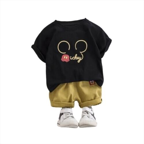 Summer Children Fashion Clothes Baby Boys Girls Cotton T Shirt Shorts 2Pcs/sets Kids Cartoon Clothing Toddler Casual Sportswear