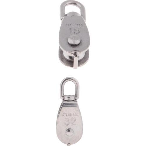 M15 M32 Single Pulley Sheave Block Swivel Eye - 304 Stainless Steel Hardware