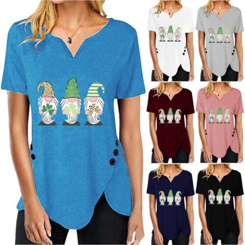 Fashion newWomens V Neck T Shirt 2021 Ladies Tops Tunic Summer Easter Day Women Clothing Summer Female Tshirts