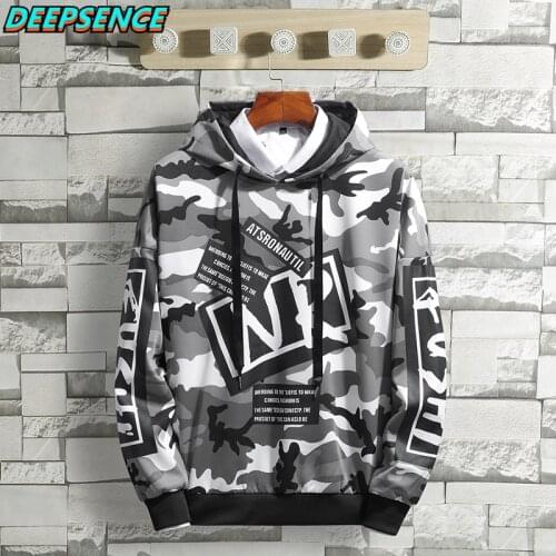 Spring And Autumn Fashion Hoodies Sweatshirt Pullover Men Casual Hip Hop Letter Ins Camouflage Print Loose Fit Hoodies Men