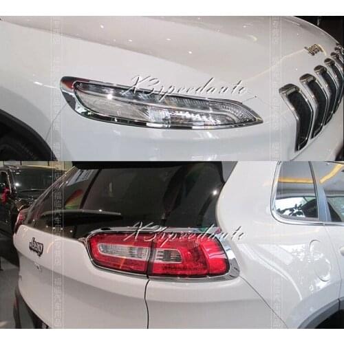 Car Styling Stickers ABS Plastic Front Head + Tail Rear Light Cover Trim For Jeep Cherokee 2014
