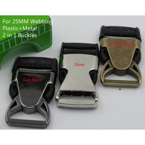 NEW 5Pcs For 25mm Webbing Side Release Metal+plastic buckles Shackle for DIY Bag Backpack parts Accessories 3 Colors