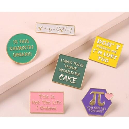 Novel Funny Quote Geometry Enamel Pins Social Anxiety Introvert Chemical Science Lover Brooches Bag Hat Lapel Pin Badge Jewelry