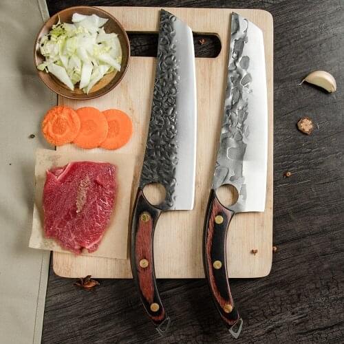 8'' INCH High Carbon Steel Chef Knife Gift Box Sharpening Stone Fillet Boning Slicer Meat Fish Full Tang Cooking Accessory Tools