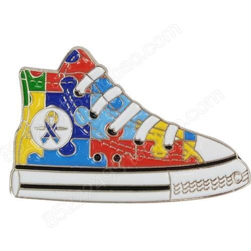 Autism Awareness Sneaker Shoe Jigsaw Puzzle Ribbon Lapel Pins