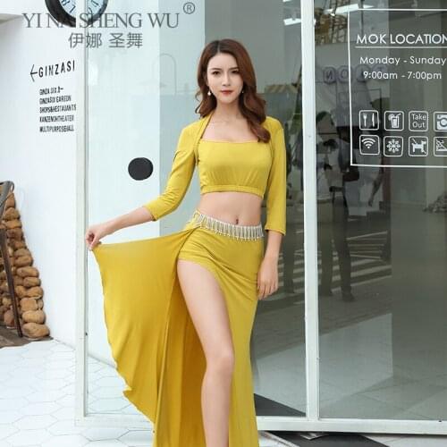 Performance Clothes Belly Dance SuitWomen Oriental Tops Split Long Skirt Set Eastern Female Elegant Profession Practice Clothes