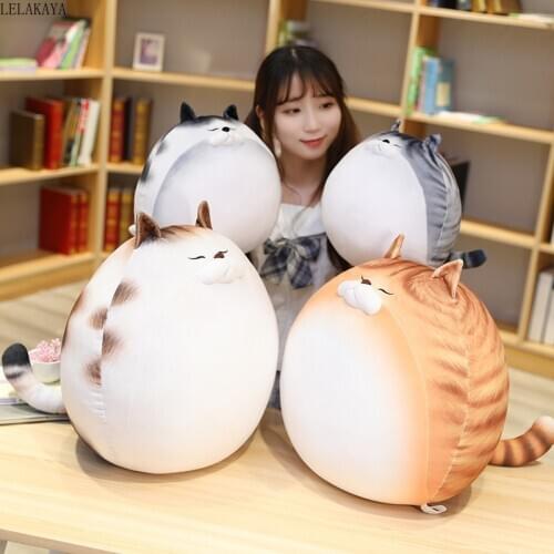 Lovely Cartoon Egg Shaped Cat Plush Toys Car Home Sofa Cushion Cute Fat cat plush toy Kids Soft Stuffed Animals Pillow Gift Doll