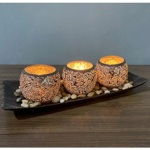 Tealight Candle Holder Decorative Tray Centerpiece Bathroom Dinner Decor