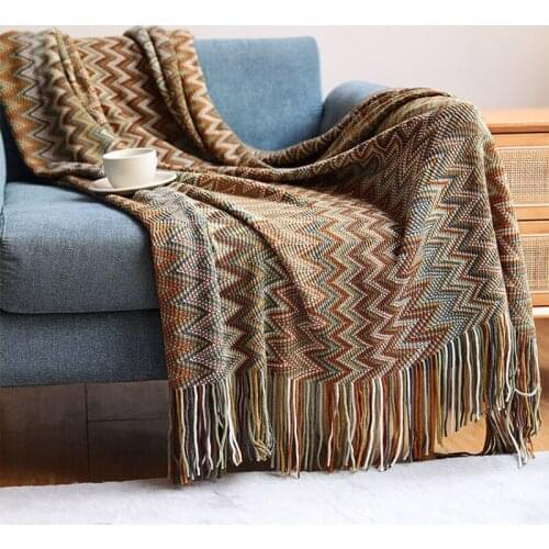 Bohemian Style Sofa Blanket Cover Throw Blanket Knitted Travel Office Nap Luxury Blanket Hotel Air-conditioned Blanket