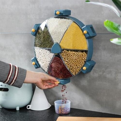 Grid Wall-Mounted Grain Storage Box Dry Food Dispenser Containers Cereals Dry Food Rice Dispenser Holder Plastic Divided Cells