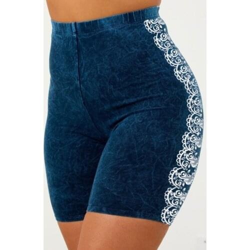 Yoga Shorts Women Slim High Waist Faux Denim Short Running Workout Fitness Elastic Plus Sizes Ladies Yoga Shorts Jeggings