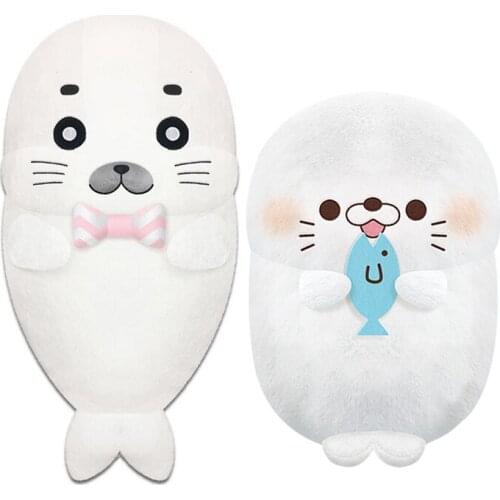 Cute Anime Shonen Ashibe GO GO Goma-chan Baby Seal With Pink Bow Tie Big Plush Stuffed Pillow Cushion Toy Doll Kids Gifts 45cm