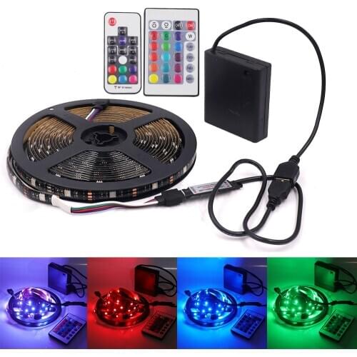 DC 5V 5050 RGB LED Strip TV Background Indoor Decoration Battery Powered LED Light Ribbon Tape Lights Lamp 1m 2m