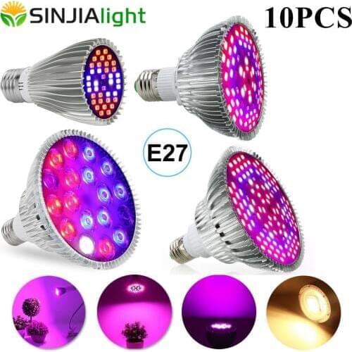 10PCS/lot Wholesale 30W 50W 80W 100W LED Grow Lights Full Spectrum Growing Bulb Phytolamp for Plants flowers seedlings grow box