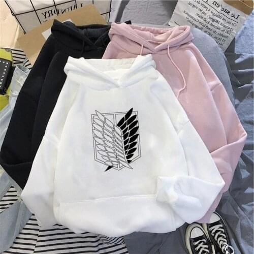 Harajuku Plus Size Attack On Titan Print Long Sleeve Anime Hoodie Men Women Sweatshirts Graphic 2021 Spring Autumn Streetwear