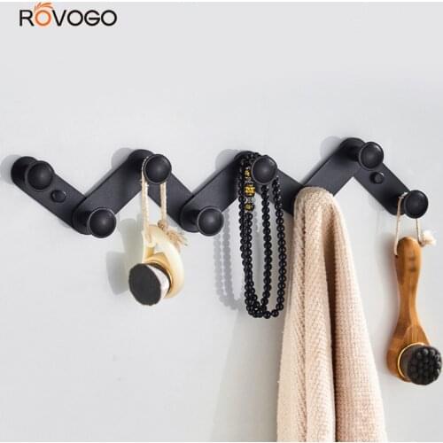 ROVOGO Coat Rack Wall Mounted Heavy Duty, Wall Hooks Rack Organizer for Hanging Coat Hat Towel Bag Robe Key Matte Black