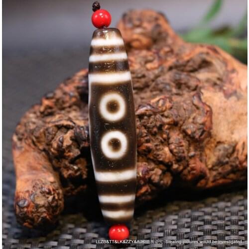 Magic Tibetan Oily Old Agate Patina 5 Eye dZi Bead Amulet Power timestown