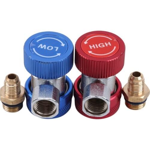 High Low Quick Coupler Connector Adapters Type AC Manifold Gauge Auto Set for A/C Manifold Gauge Brass Adapter