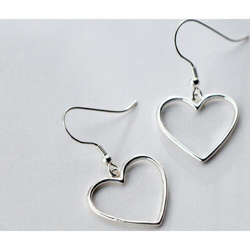 MloveAcc 925 Sterling Silver Big Heart Dangle Drop Earrings for Women Wedding Fashion Jewelry Gifts
