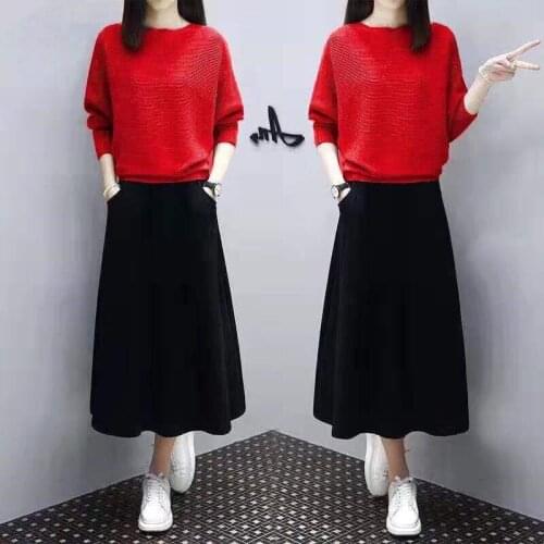 2 Pieces Set Knitted Pullover Sweater Dress Knit Jumper Tops and Skirt Suits Fashion Skirt and Top Set Clothes Women 2020 F115