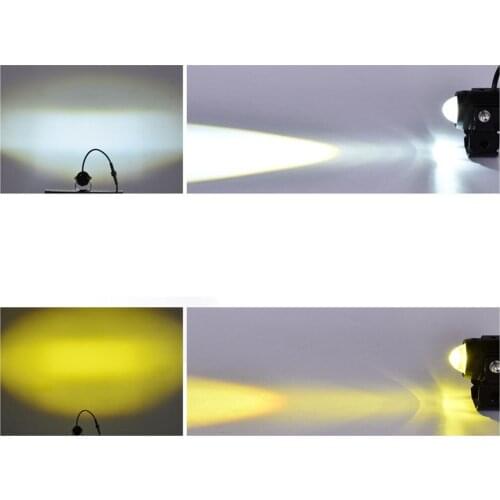 1 Pair Auxiliary Lights Round Flood White Yellow LED Headlight for Night Driving Headlights