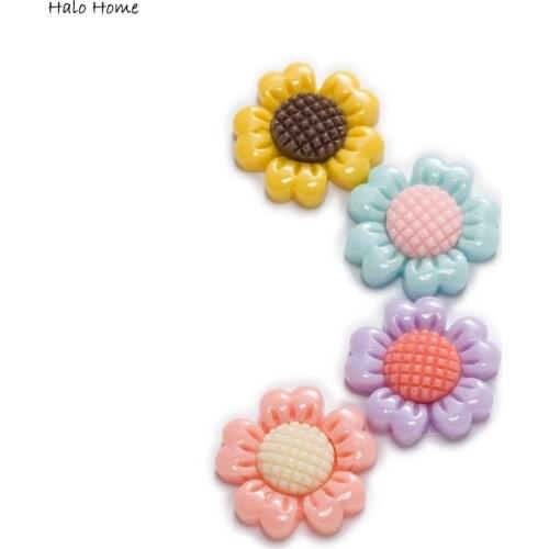 10pcs Sunflower Flatback Resin Cabochons Handmade Scrapbook Crafts Headswear Accessories Apparel Jewelry Phone Case Decor 23mm