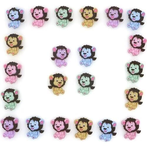 Kovict 100pcs 26mm cute mini lion Silicone Beads Animal Baby Teether Infant Teething Bead For DIY Necklace Accessories Toy