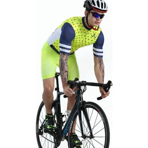 2021 Boestalk Bike Team Race Clothing Fluorescent Yellow Riding Suit Short Sleeve Quick-drying Breathable Gel Cushion Ciclismo