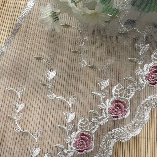 30Yards Mesh Embroidery Lace Fabric Floral 18cm Wide Lingerie Bra Dress Sleeve Decoration DIY Crafts Free Shipping