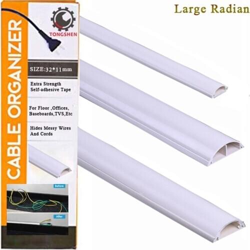 32x11mm TV Cable Raceway On-Wall Cord Cover Cable Concealer Surface Mount Electrical Channel Hide and Conceal Wires White