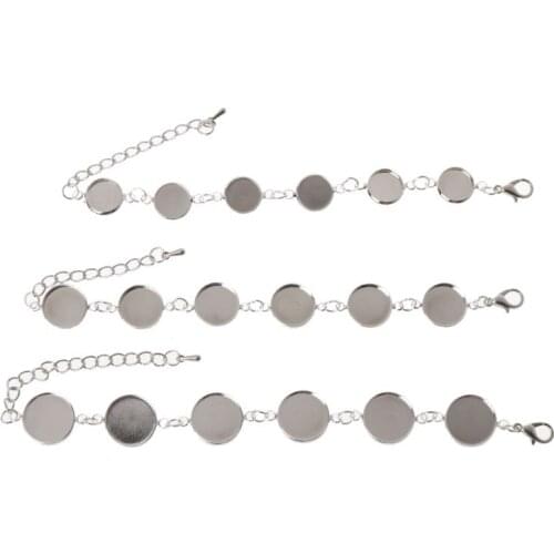 6 Round Bezel Pads DIY Blank Glass Cabochons Bracelet Sliver for Jewelry Making Tools