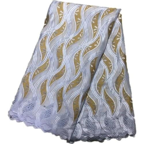 African Cotton Lace Fabric 5 Yards Nigerian Swiss Cotton Lace Fabric Embroidery High Quality For Diy Sewing Wedding PL-120